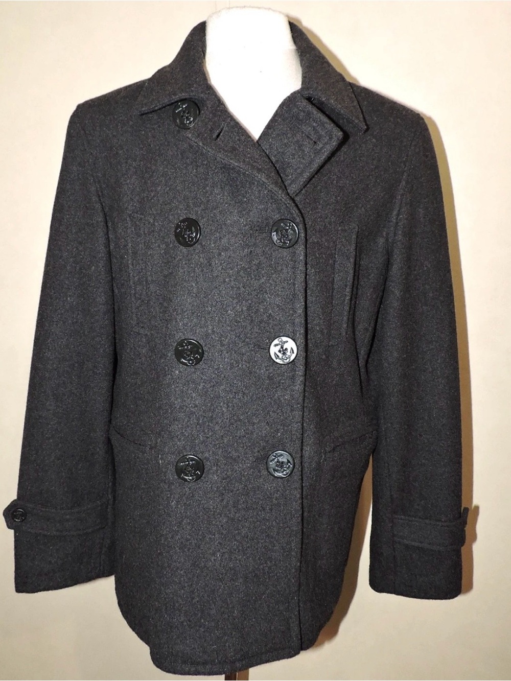 Timeless Quality New York Classics Double Breasted Wool Blend Pea Coat Size XL